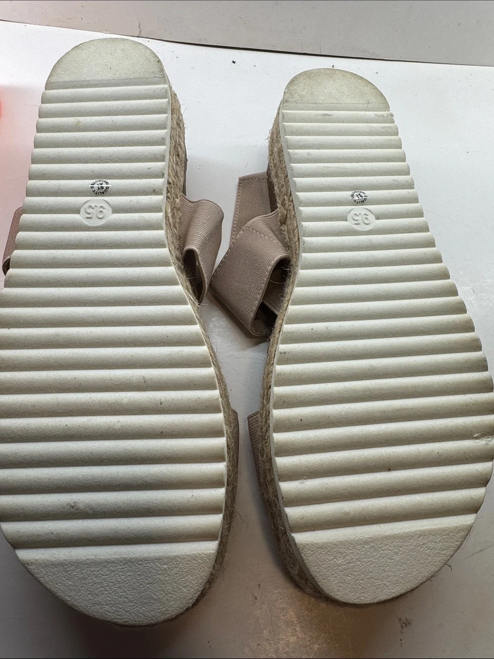 Neutral Elastic Strap Espadrille Wedge Sandals - Beige